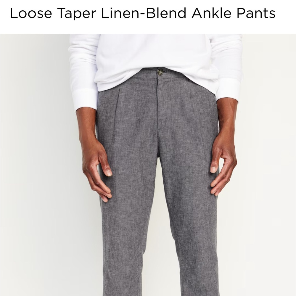 Loose taper linen blend pants
